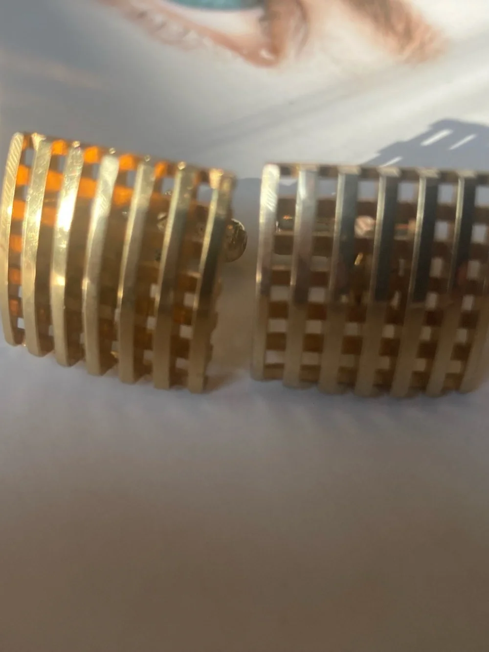 Vintage Gold-Tone Modernist Grid Cufflinks Unbranded Classic Openwork Design